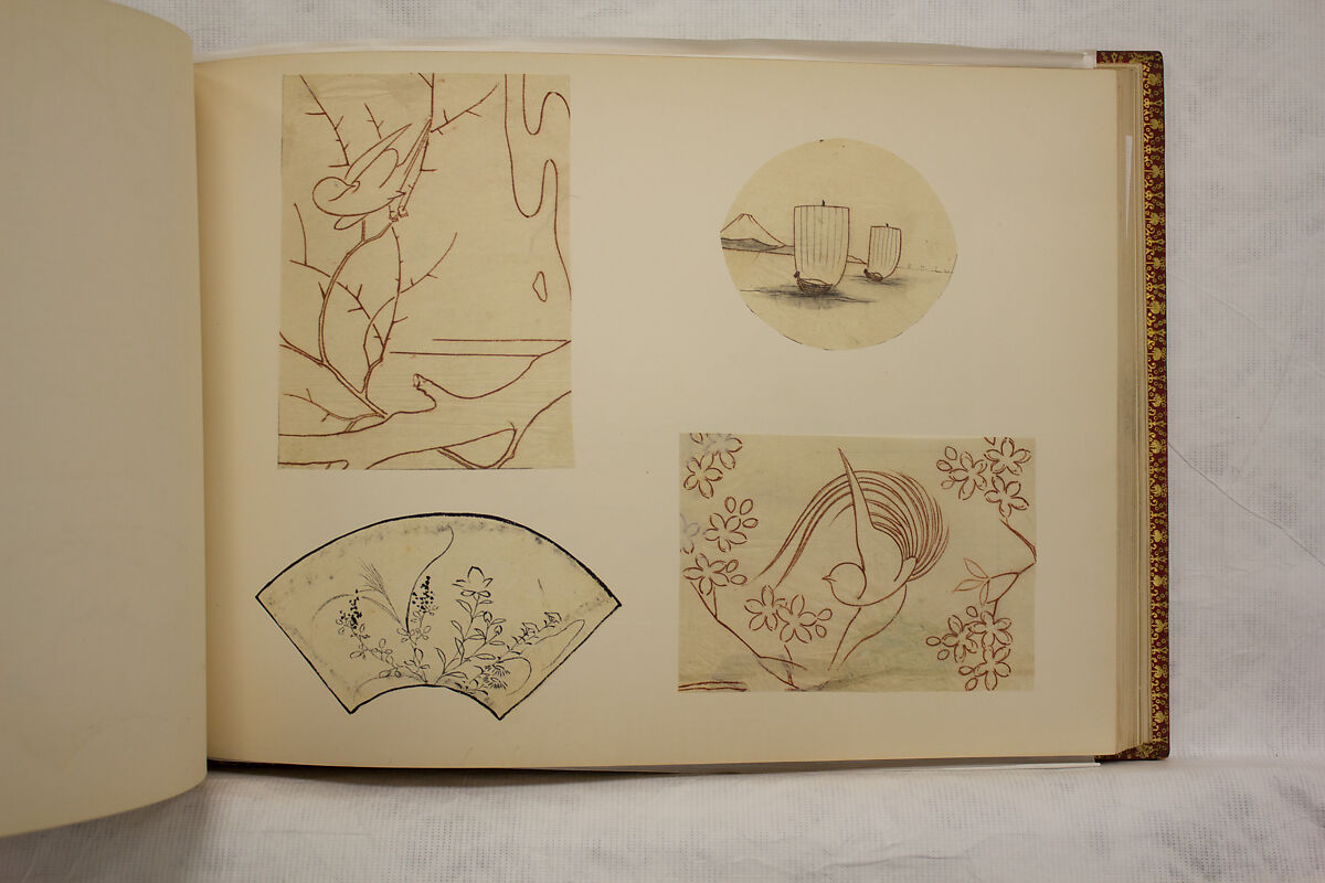 Album of Sketches and Drawings, Unidentified artist, Album; ink and color on paper, Japan