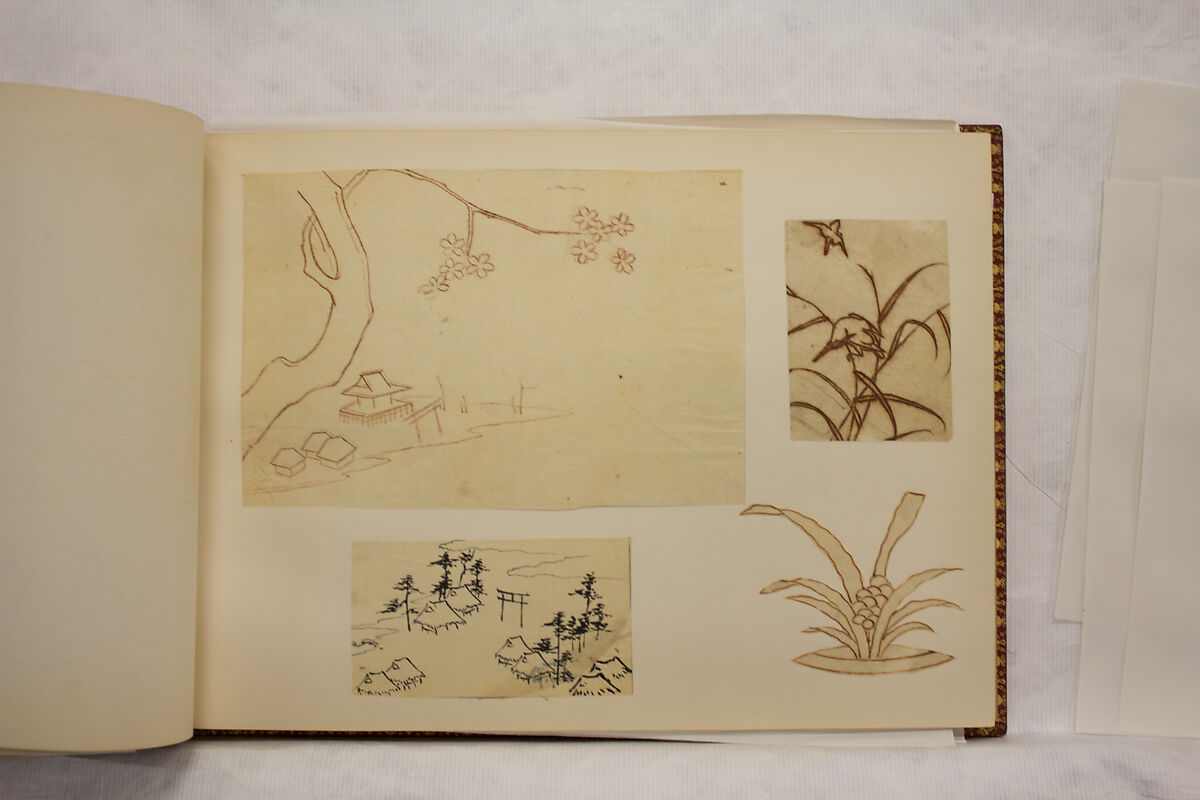 Album of Sketches and Drawings, Unidentified artist, Album; ink and color on paper, Japan