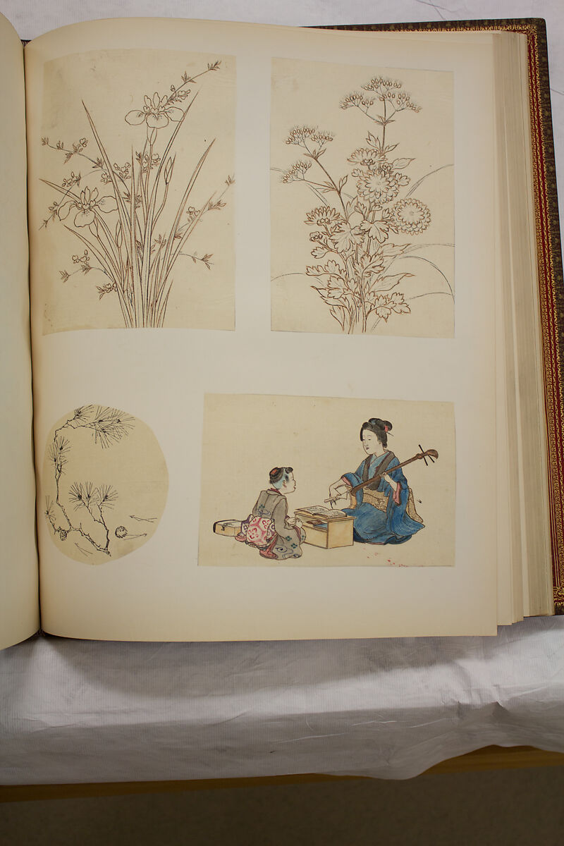 Album of Sketches and Drawings, Unidentified artist, Album; ink and color on paper, Japan
