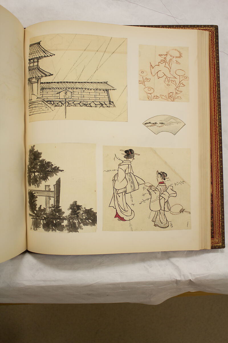 Album of Sketches and Drawings, Unidentified artist, Album; ink and color on paper, Japan