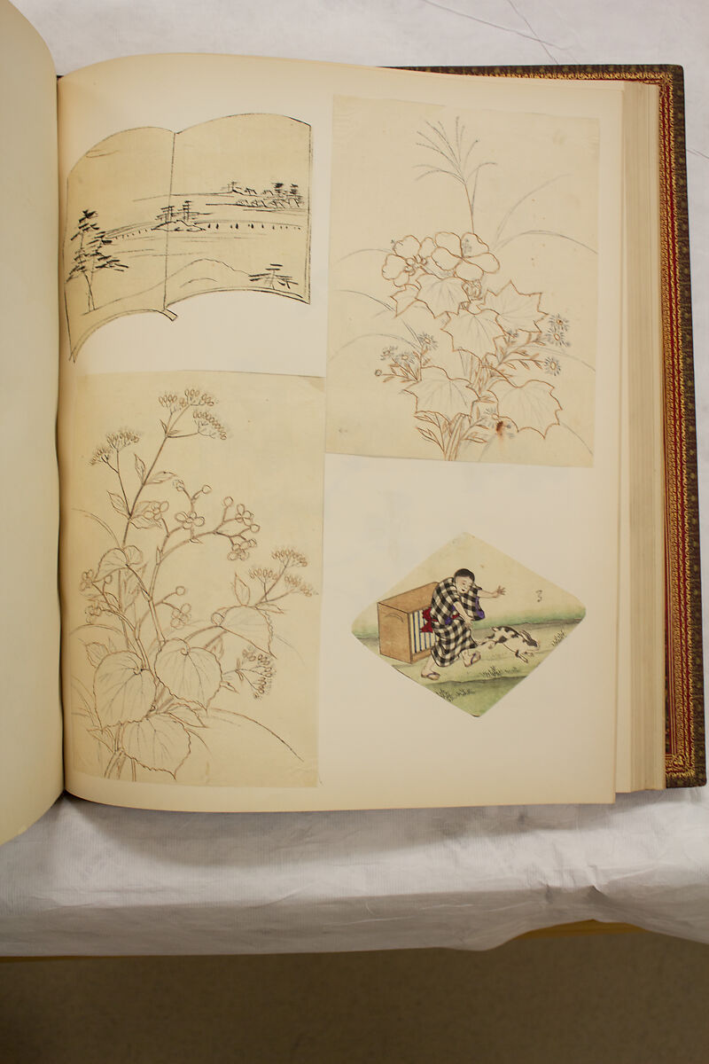 Album of Sketches and Drawings, Unidentified artist, Album; ink and color on paper, Japan