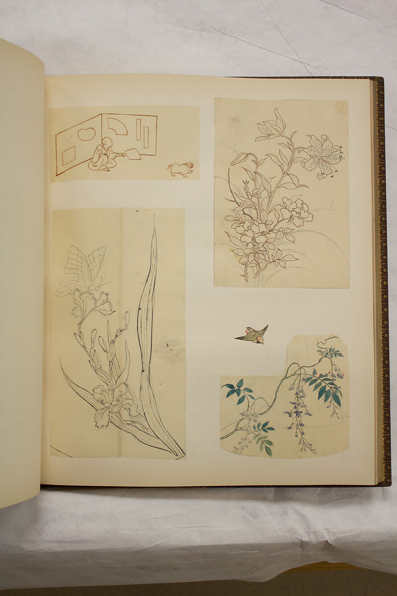 Album of Sketches and Drawings, Unidentified artist, Album; ink and color on paper, Japan