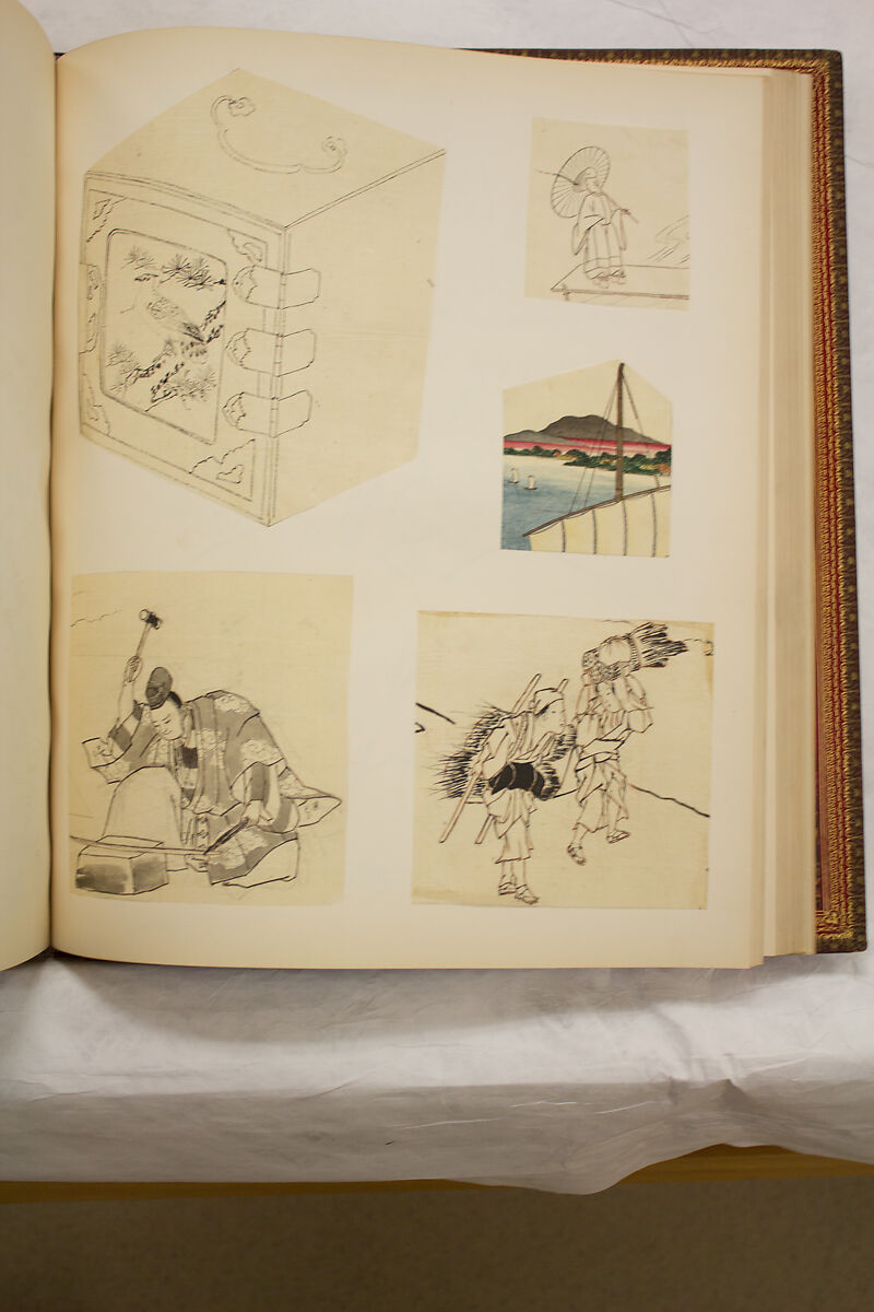 Album of Sketches and Drawings, Unidentified artist, Album; ink and color on paper, Japan