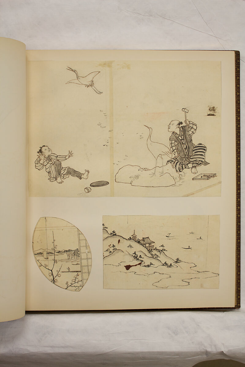 Album of Sketches and Drawings, Unidentified artist, Album; ink and color on paper, Japan