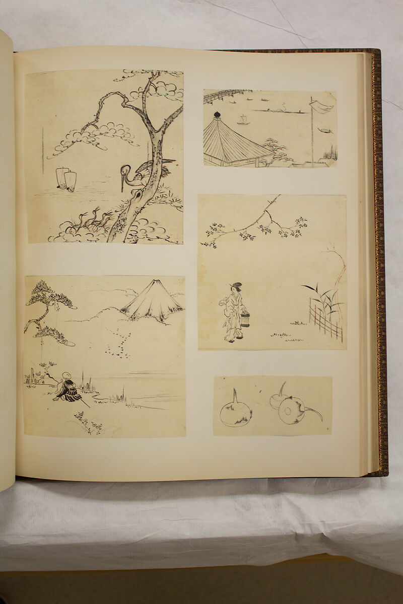 Album of Sketches and Drawings, Unidentified artist, Album; ink and color on paper, Japan