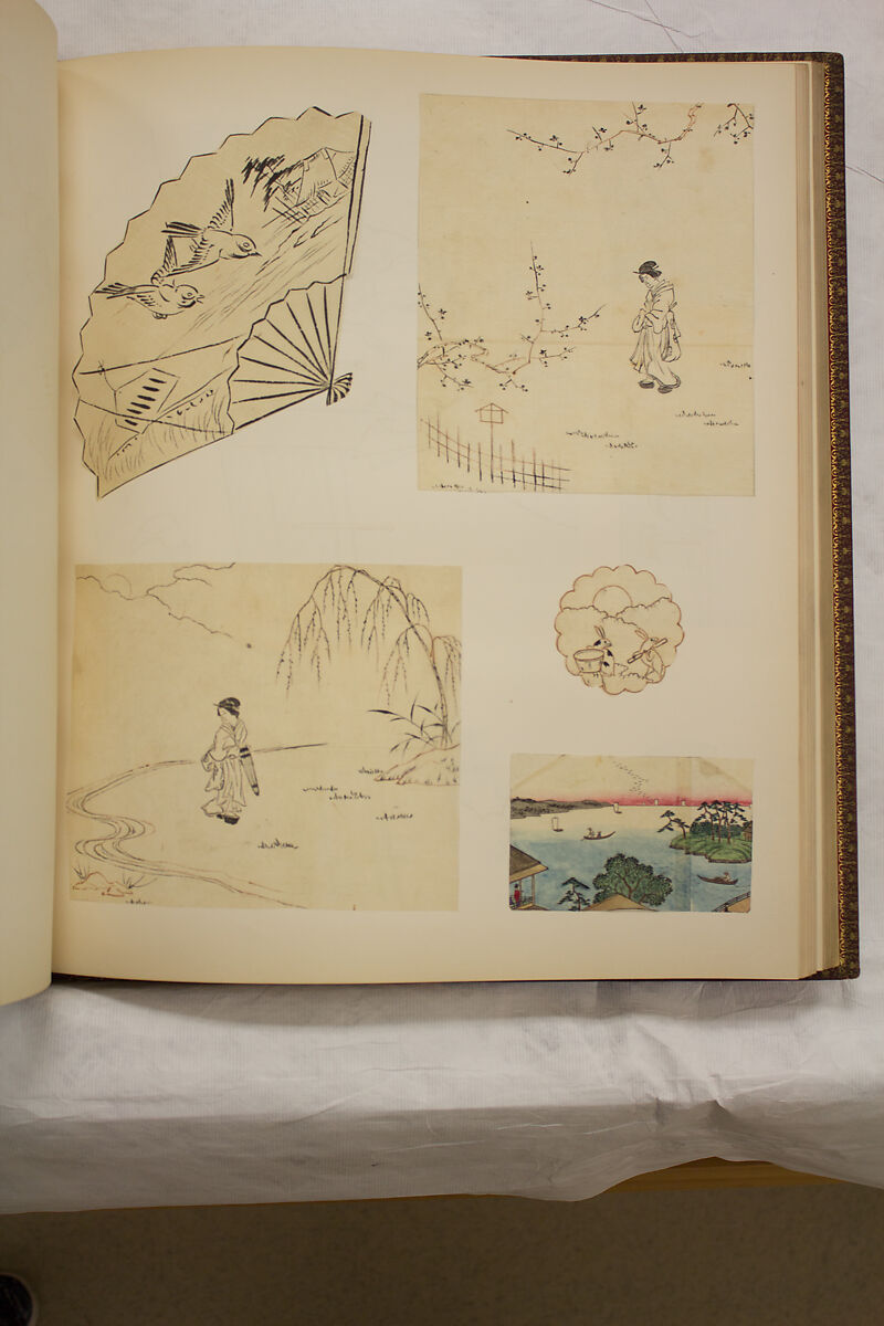 Album of Sketches and Drawings, Unidentified artist, Album; ink and color on paper, Japan