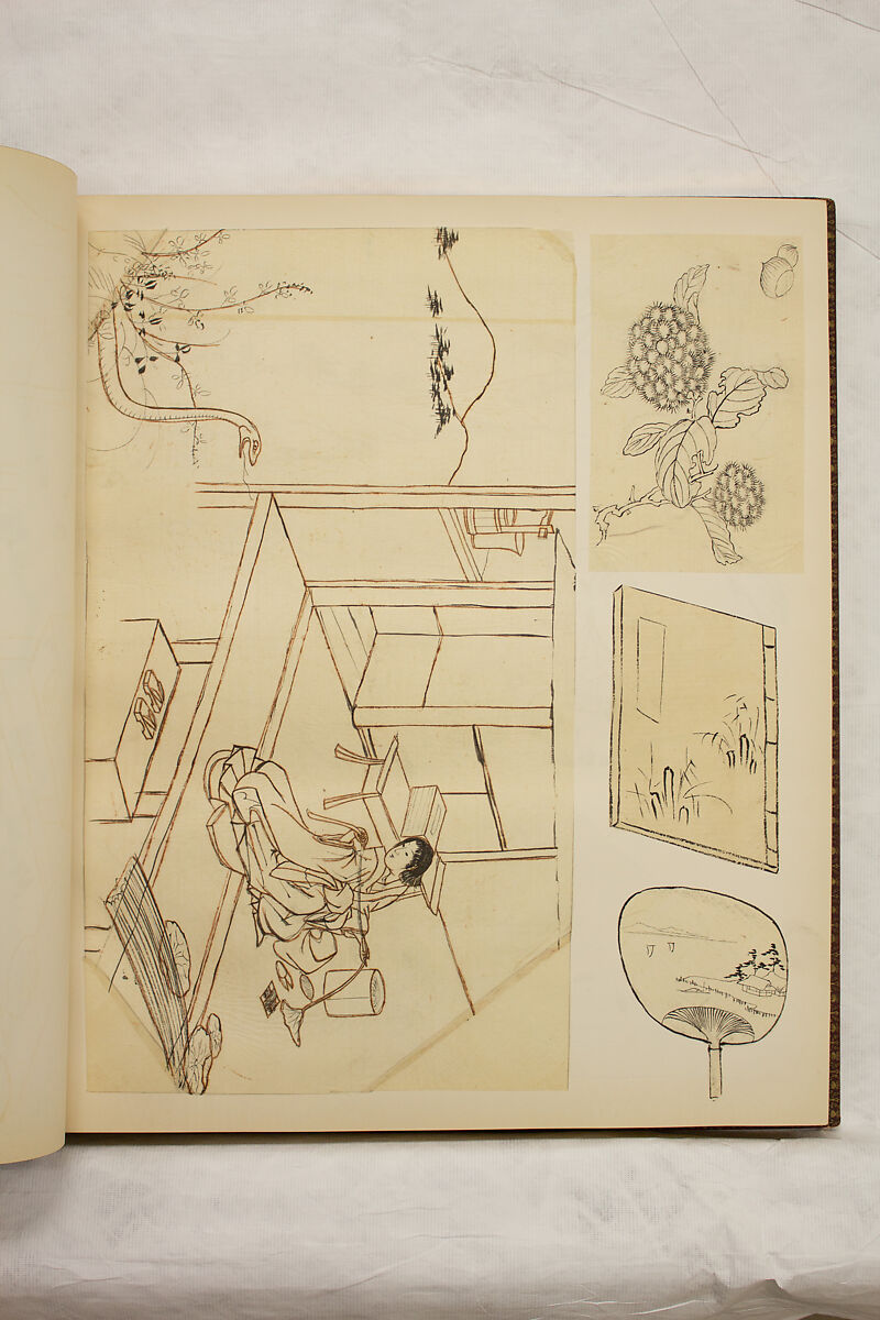 Album of Sketches and Drawings, Unidentified artist, Album; ink and color on paper, Japan