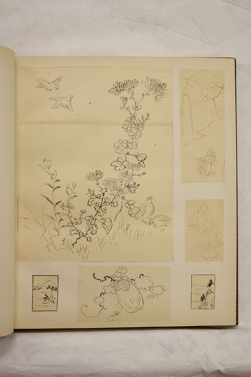 Album of Sketches and Drawings, Unidentified artist, Album; ink and color on paper, Japan