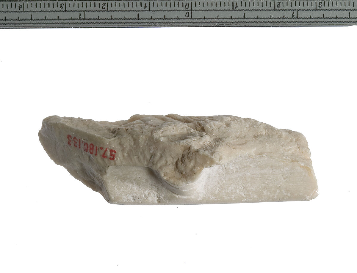 Fragment with unknown elements in high relief, Indurated limestone