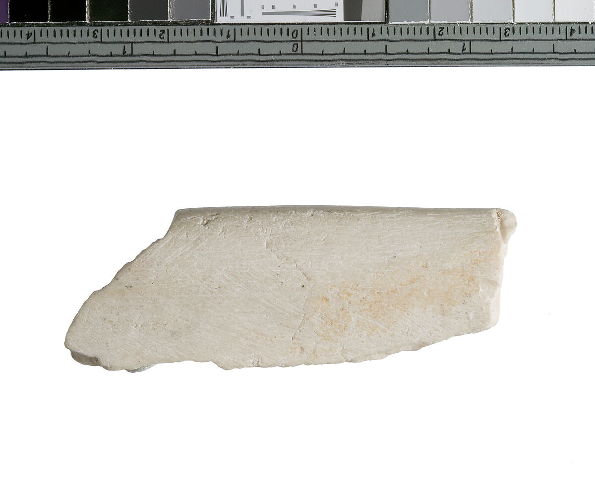 Fragment with unknown elements in high relief, Indurated limestone