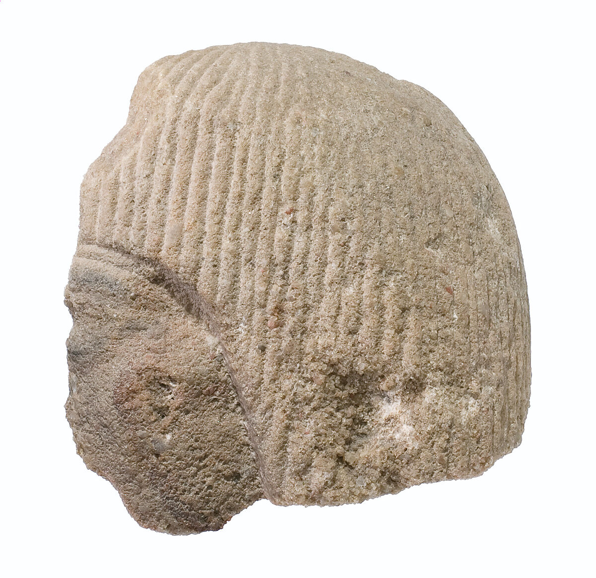 Head of official from a scene, Yellow quartzite, pigment 