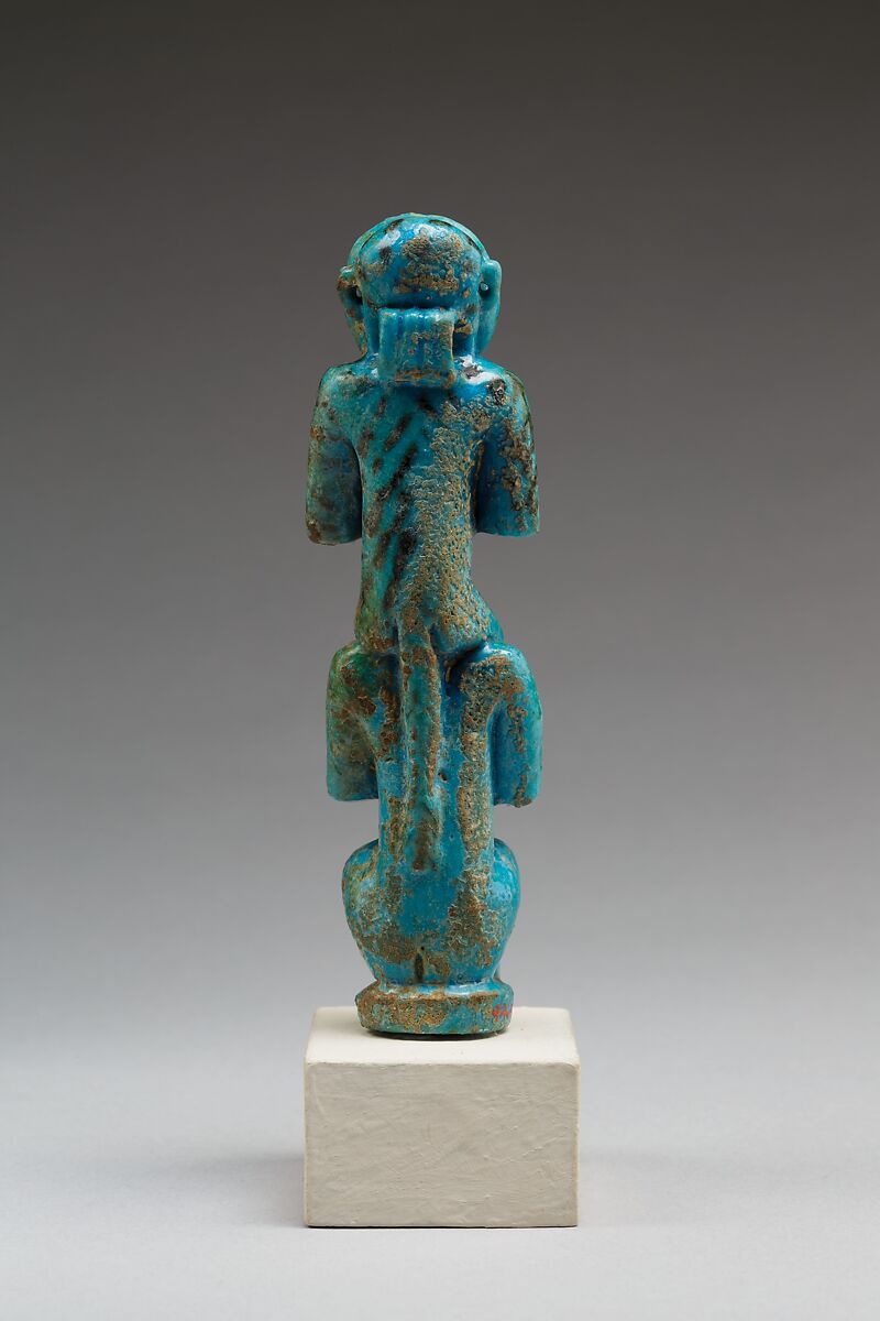 Monkey and Man Playing Instruments, Faience