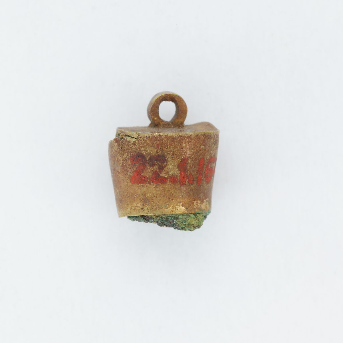 Cap probably from a cylindrical pendant, Gold, copper alloy