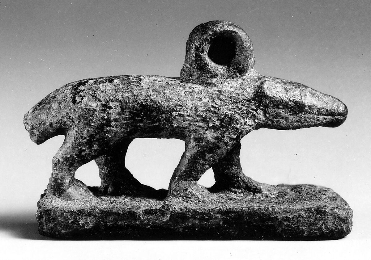 Figurine Pendant of an Ichneumon, inscribed, Cupreous metal