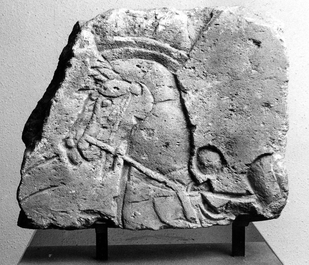Relief Depicting Heads and Chests of Two Horses, Limestone 