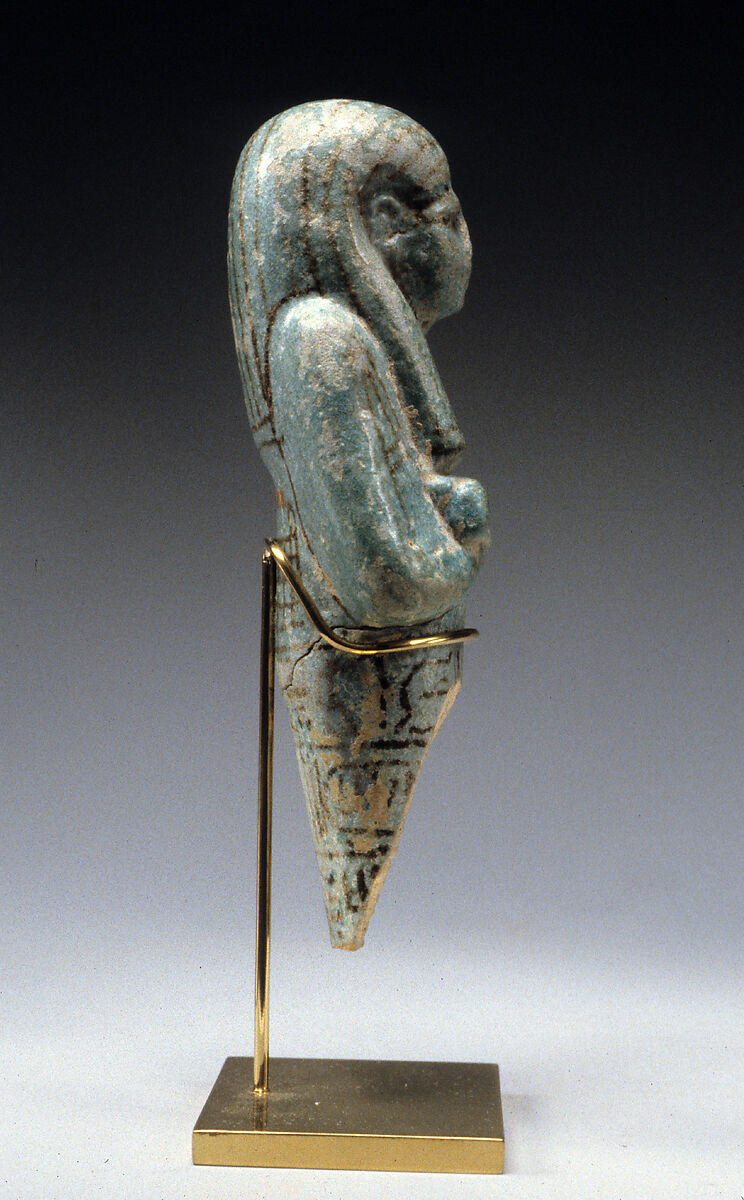 Upper part of a shabti of Seti I, Faience