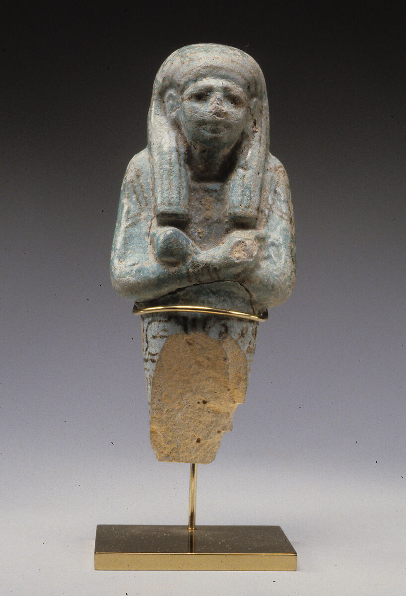 Upper part of a shabti of Seti I, Faience 