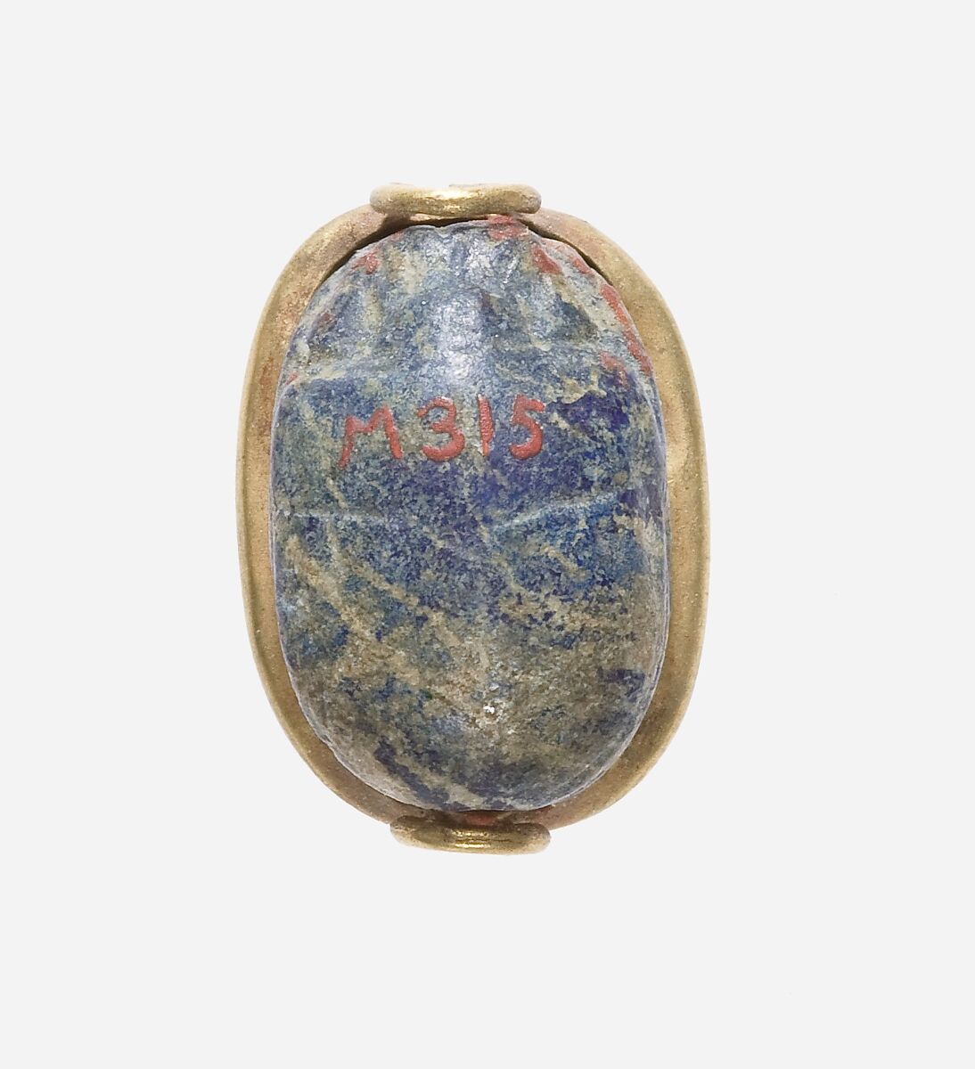 Scarab with gold mount, Lapis lazuli, gold (hematite?)