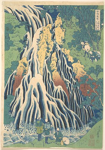 Kirifuri Waterfall at Kurokami Mountain in Shimotsuke (Shimotsuke Kurokamiyama Kirifuri no taki), from the series A Tour of Waterfalls in Various Provinces (Shokoku taki meguri)