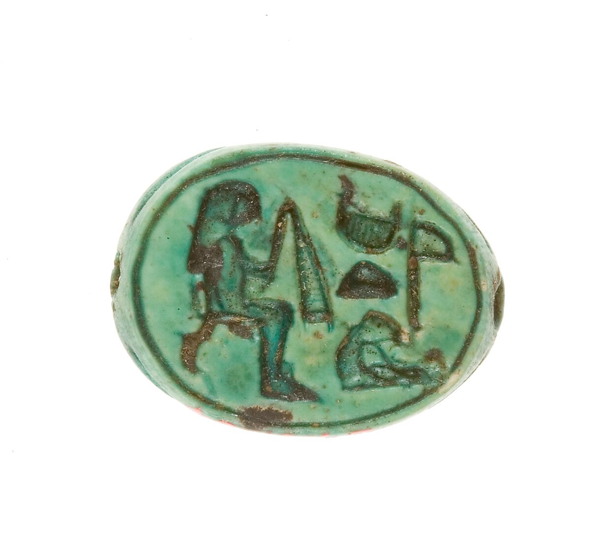 Scarab Inscribed for the God's Wife Hatshepsut, Steatite (glazed) 