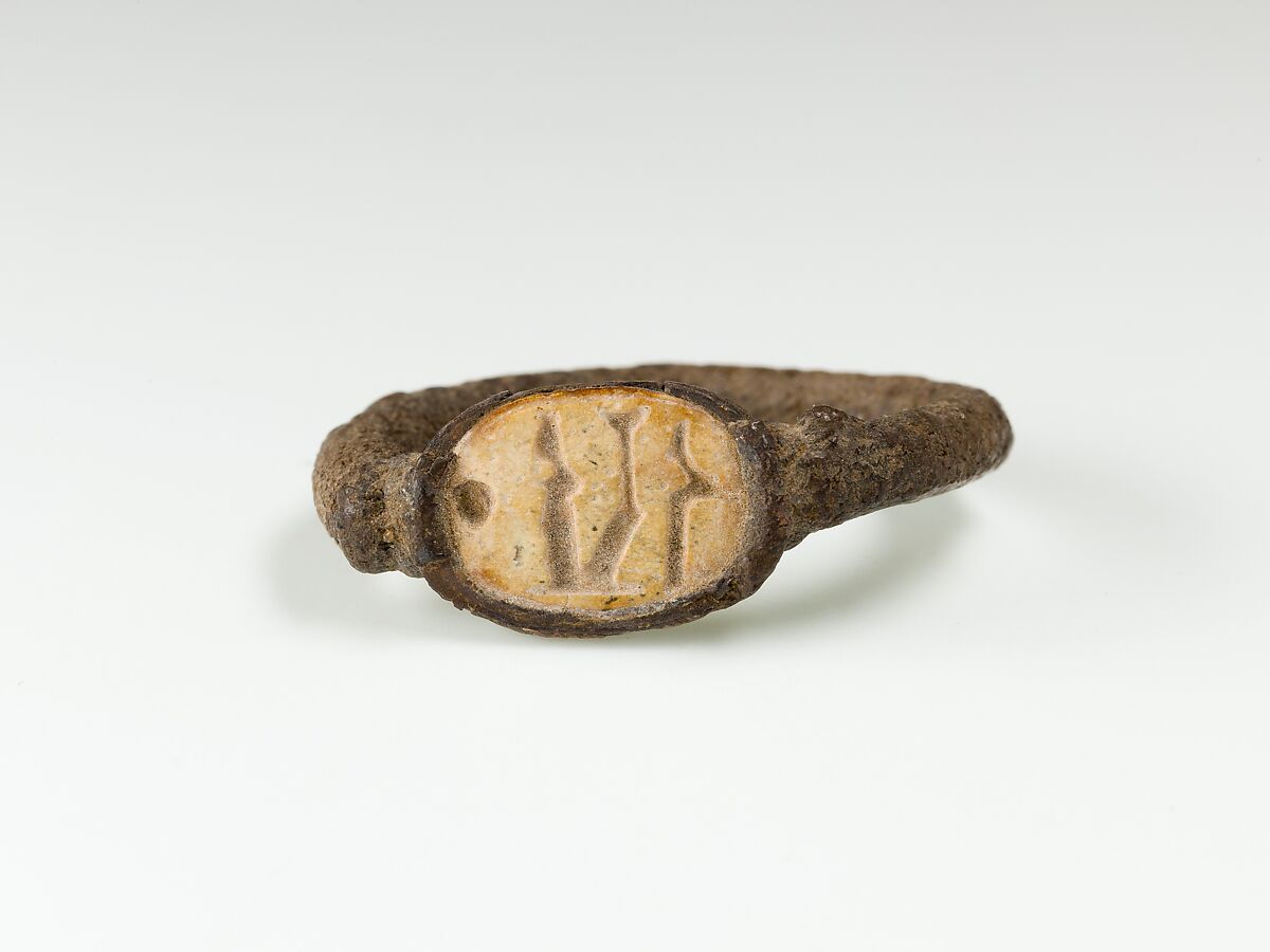 Scarab Finger Ring of Ramesses II, Silver, steatite (glazed?) 