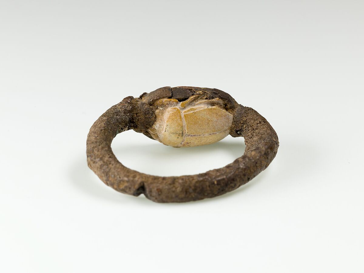 Scarab Finger Ring of Ramesses II, Silver, steatite (glazed?)