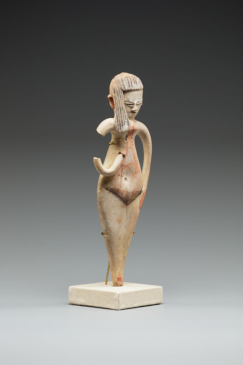 Statuette, Pottery, red and black paint