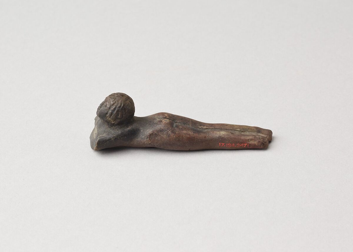 Handle from a cosmetic spoon, Vitrified clay (?) 