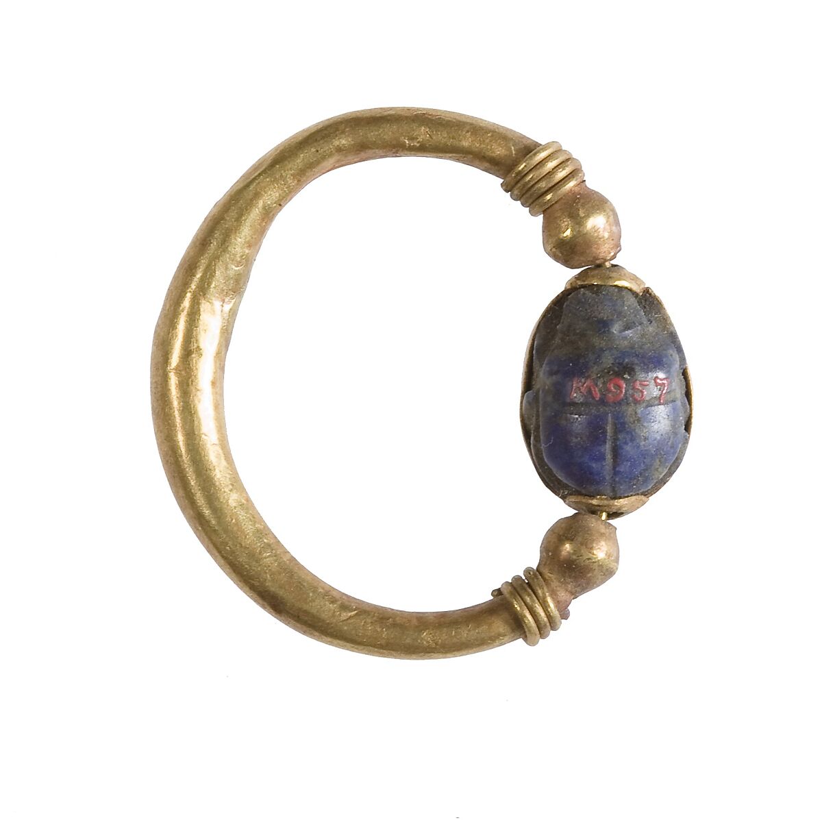 Scarab Finger Ring, Lapis lazuli, gold