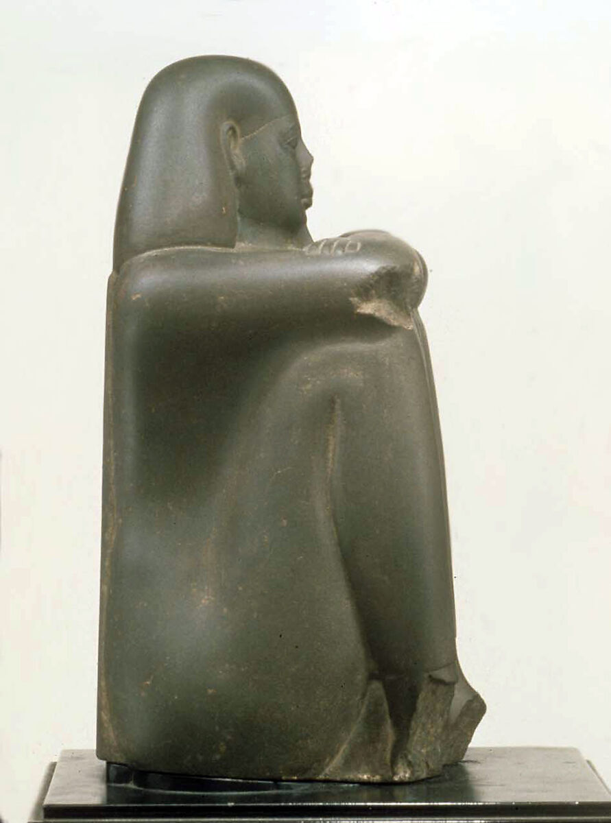 Naophorous Block Statue of a Governor of Sais, Psamtikseneb, Greywacke
