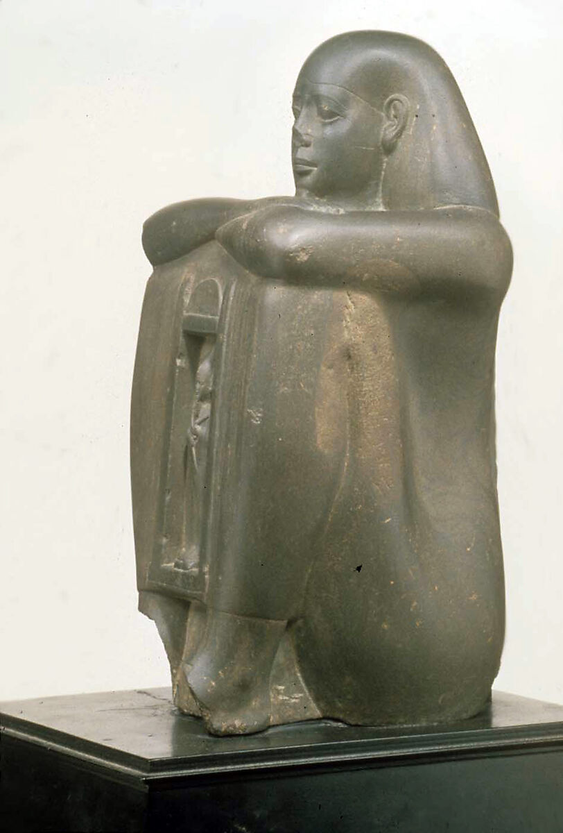 Naophorous Block Statue of a Governor of Sais, Psamtikseneb, Greywacke
