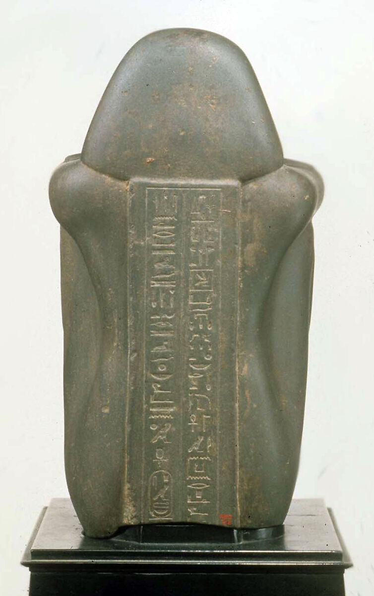 Naophorous Block Statue of a Governor of Sais, Psamtikseneb, Greywacke