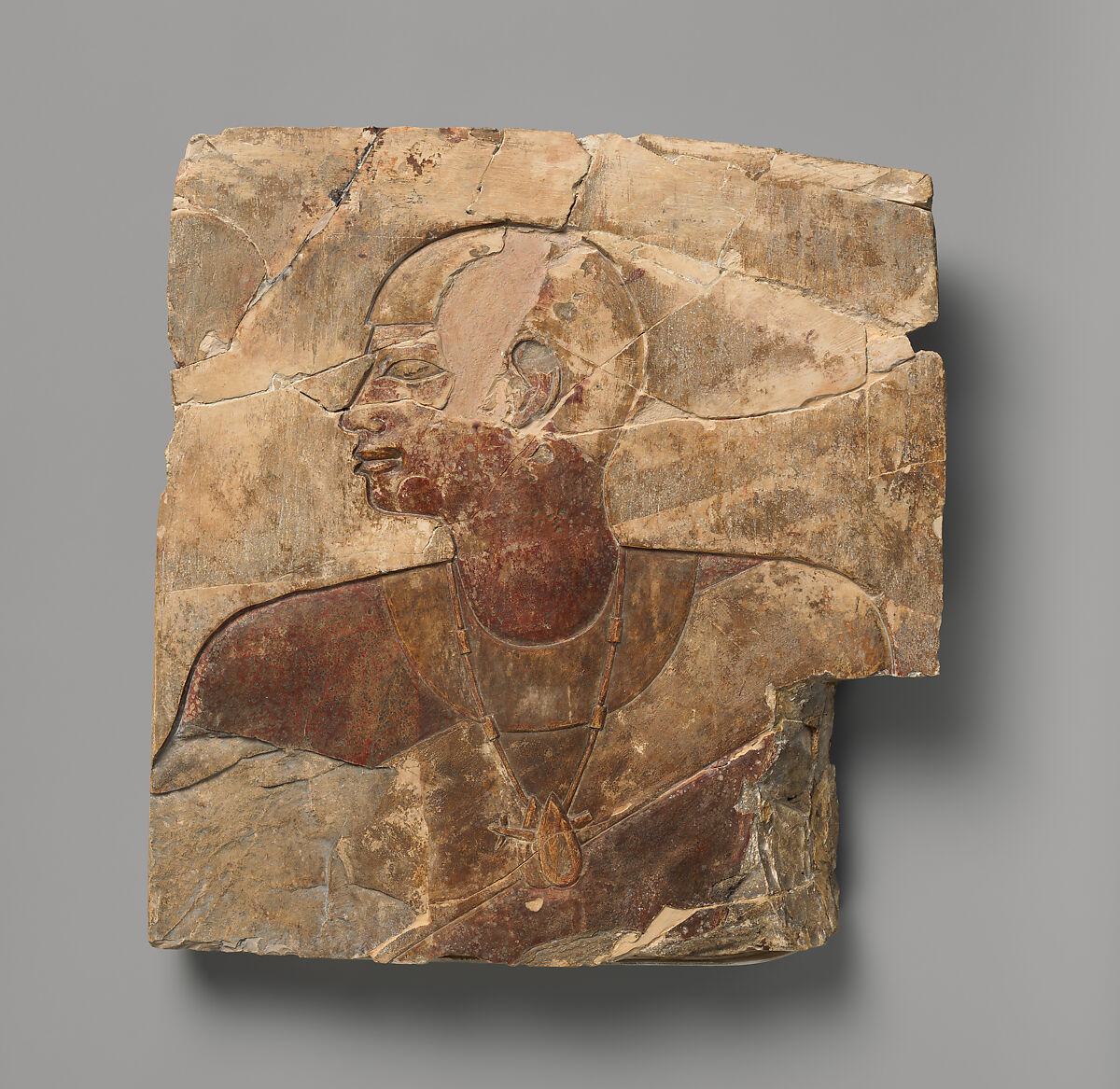 Relief attributed to Petamenophis, Limestone, paint 