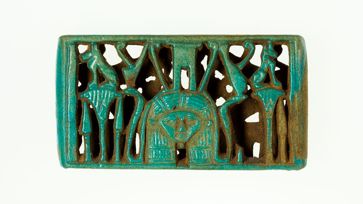 Spacer with Hathor head, Faience 