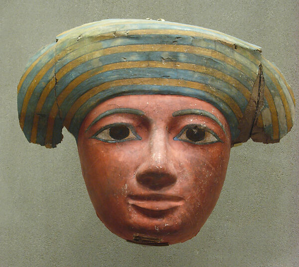 Face from Outer Coffin of Pakherenkhonsu, Wood, paint 