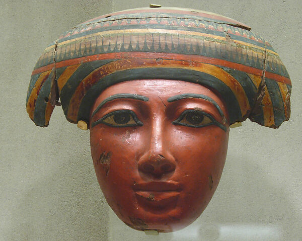 Face from Middle Coffin of Pakherenkhonsu, Wood, paint 