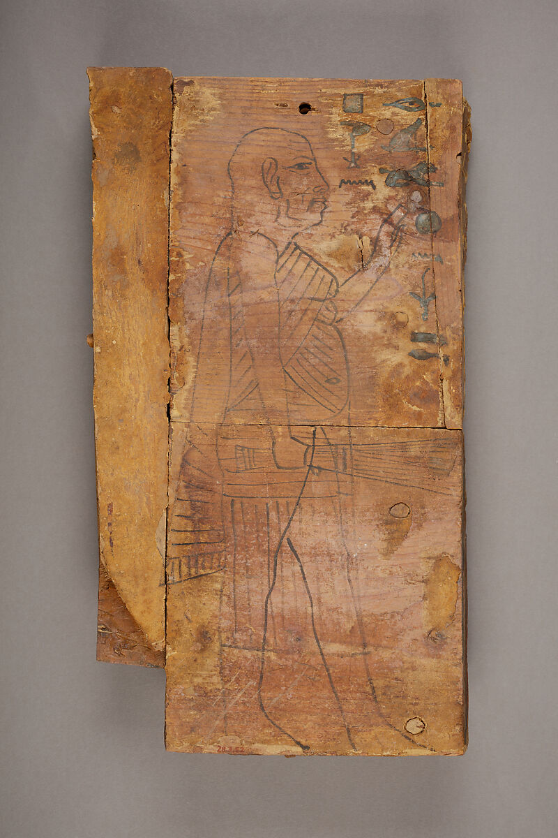 Coffin fragment of Pakherenkhonsu, Wood, ink 