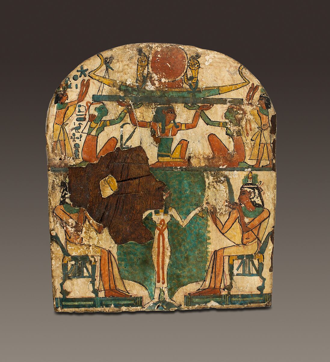 Stela of Saiah, Wood, paste, paint