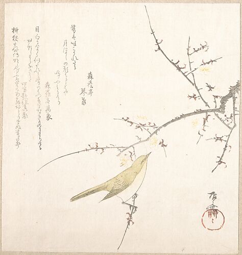 New Moon; Nightingale on a Plum Branch