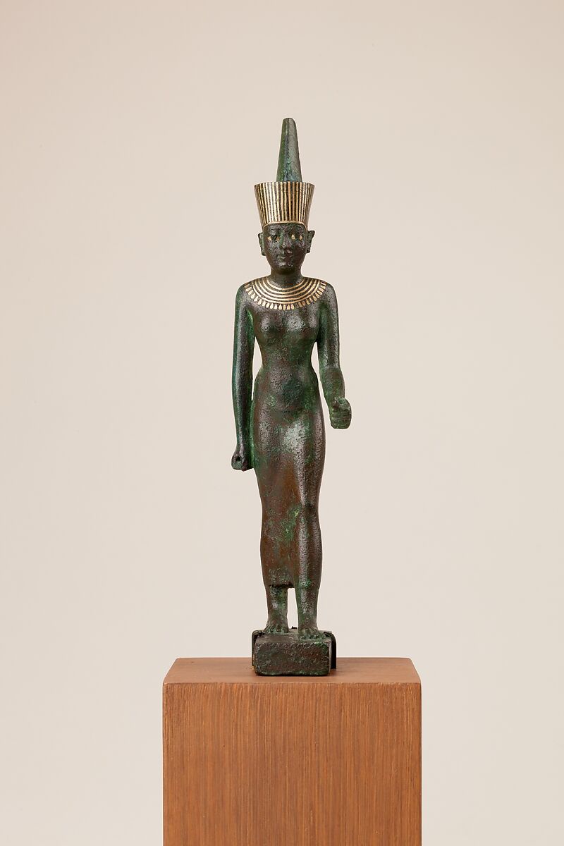 Statuette of Neit, Cupreous metal with precious metal inlay