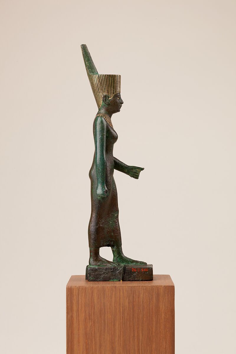 Statuette of Neit, Cupreous metal with precious metal inlay