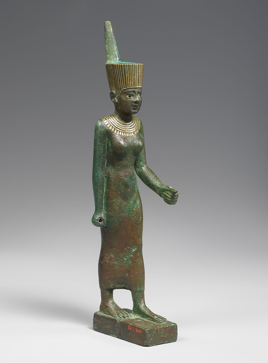 Statuette of Neit, Cupreous metal with precious metal inlay
