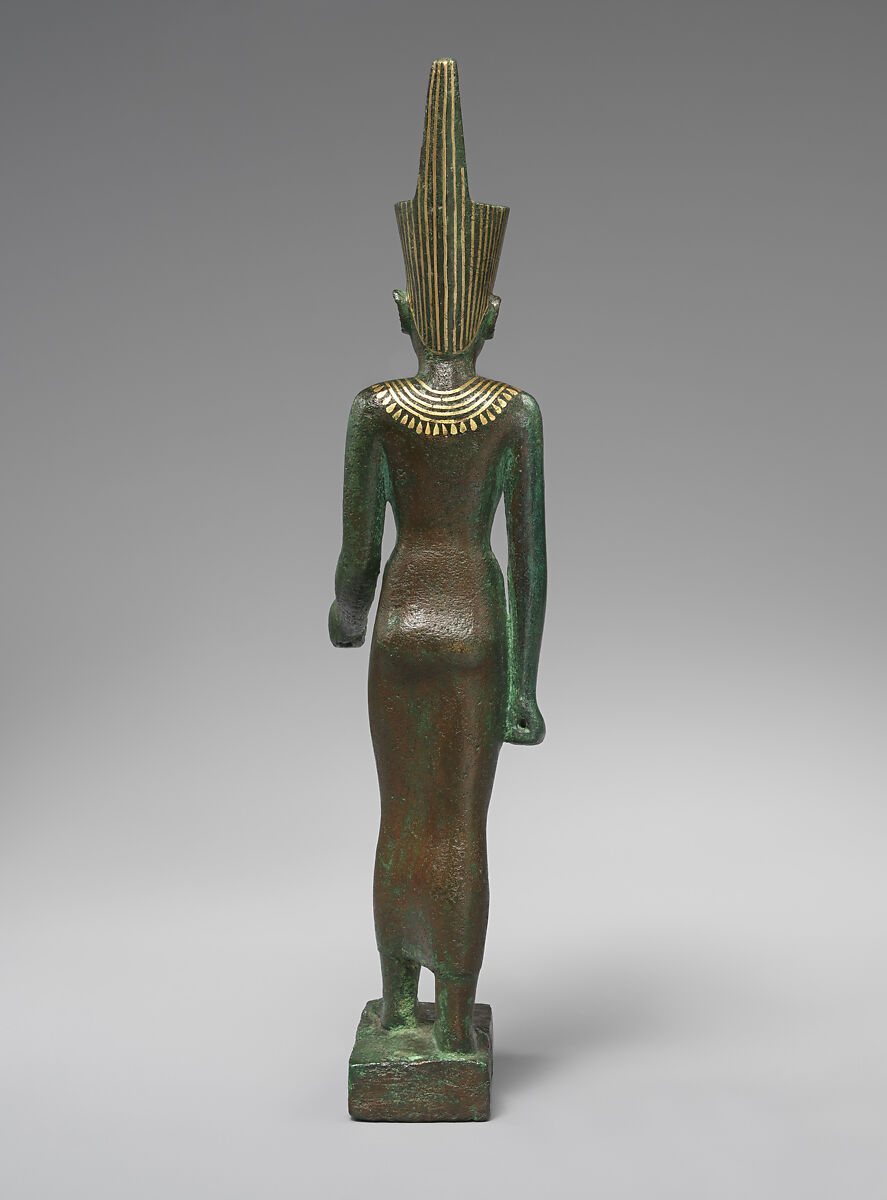 Statuette of Neit, Cupreous metal with precious metal inlay