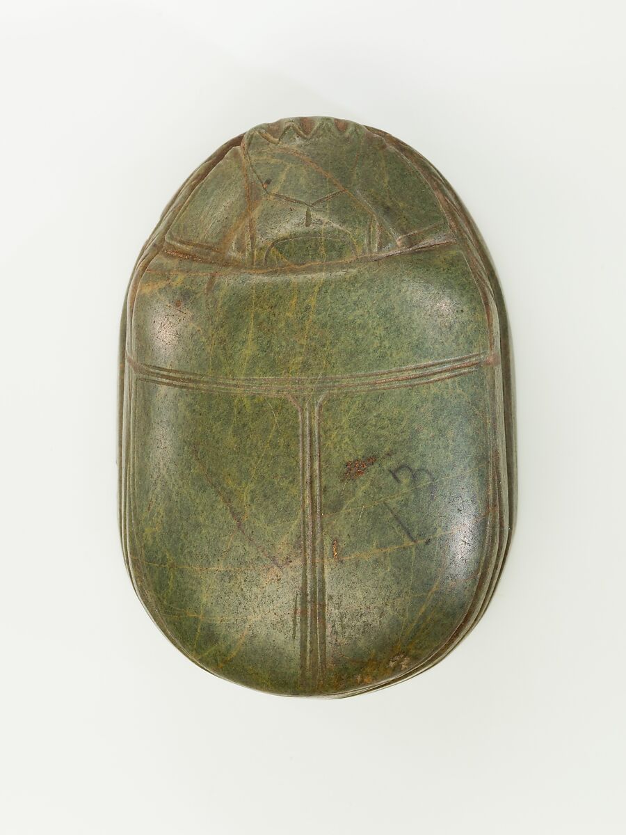 Heart Scarab, Owner's Name Erased, Green stone