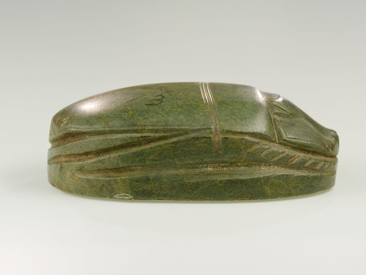 Heart Scarab, Owner's Name Erased, Green stone