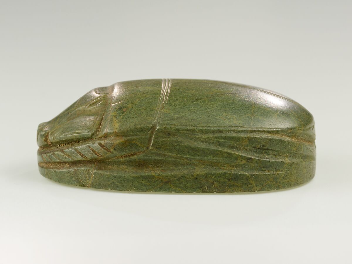 Heart Scarab, Owner's Name Erased, Green stone