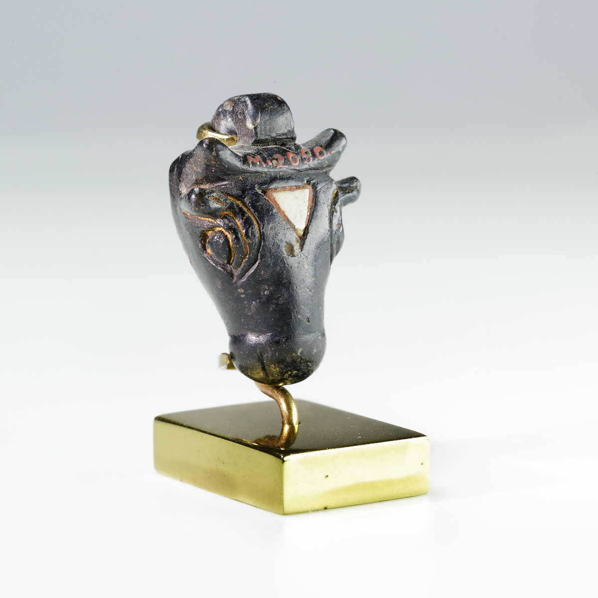 Amulet, Head of an Apis Bull, Serpentinite, ivory