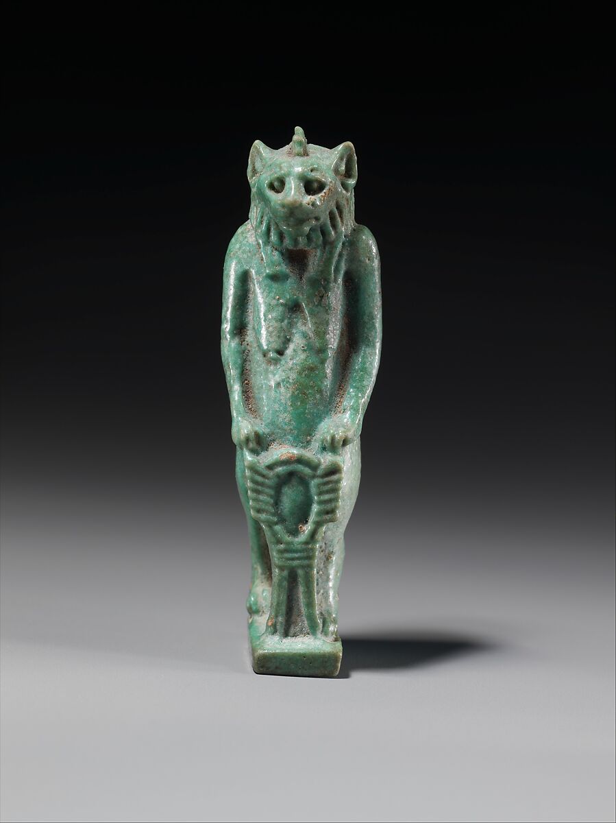 The Goddess Taweret with a Feline Head, Faience 