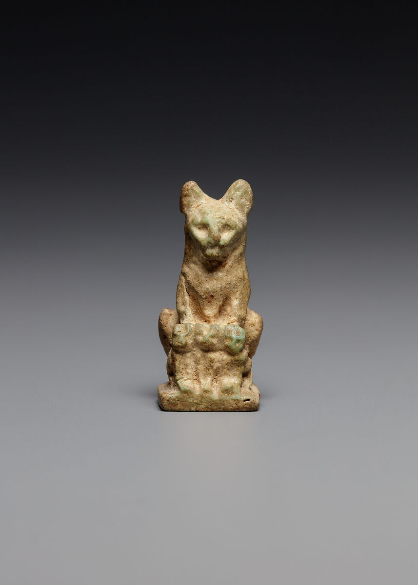 Amulet: Cat with 3 Kittens, Faience