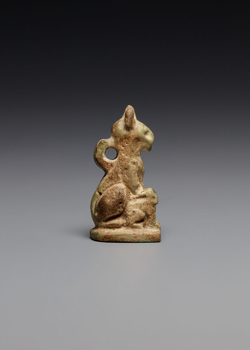 Amulet: Cat with 3 Kittens, Faience